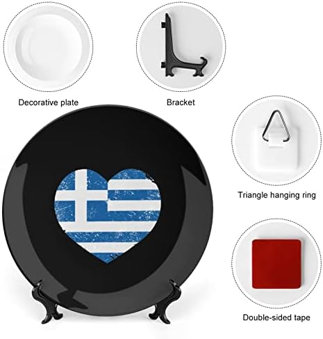 יוון לבב אהבה רטרו דגל עצם סין צלחת דקורטיבית עם מעמד ביתי צלחות קינוח צלחות נדנדה מתנה 10 אינץ 'מתנה 10 אינץ'