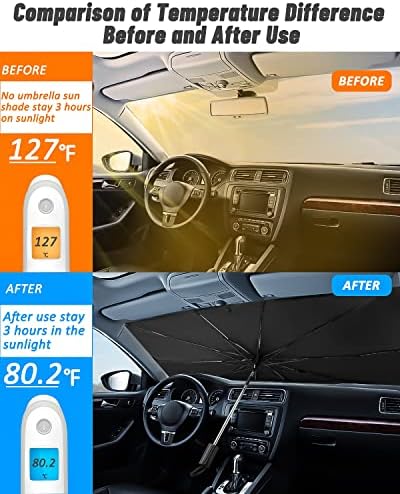 BestView Car Sliewield Sun Shade Shade, הגנת UV ובידוד חום מטריית צל שמש מתקפלת לרוב משאית רכב