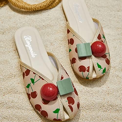 נעלי בית לנשים חיצוניות הדפס אטום למים פרי החלקה שטוחה מחליק קיץ נושם על החלקה על כפכפים קיץ מקורה