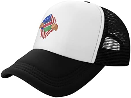 Bolufe U.S. ו- Namibia Flags כובע בייסבול לילדים, יש פונקציה נושמת טובה, נוחות טבעית ונושמת