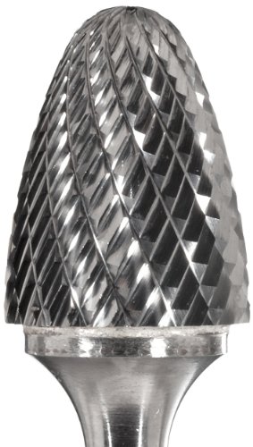 Bassett SF-7 עץ האף העגול Carbide Bur Bur, גימור לא מצופה, חתך כפול, קצה רגיל, 1/4 שוק, קוטר ראש 3/4, אורך