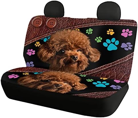 יפה טדי גור כלב הדפסת כפת רכב מושב מגיני רכב מלא סט 4 חבילה דלי מושב מכסה מושבים הקדמיים ואחורי ספסל קוב