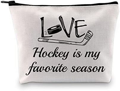 Mnigiu Hockey Make Cosmetic Bag הוקי הוא כיס הנסיעות של הוקי הקרח האהוב עלי לנגן הוקי