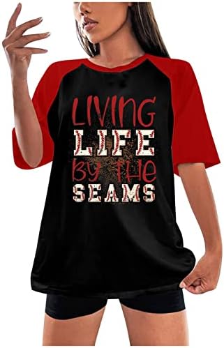 חיים חיים על ידי התפרים נשים חולצות בייסבול חולצות עם מצחיק אומר בלוק צבעוני שרוול קצר טוניקה טוניקה