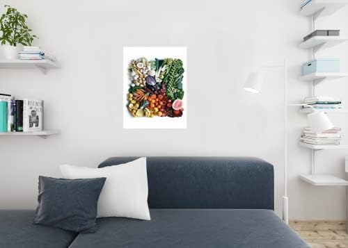 פירות ירקות מייצרים תצלום בקשת בריאה צבעונית קיר מגניב קיר קיר פוסטר הדפסת 24x36