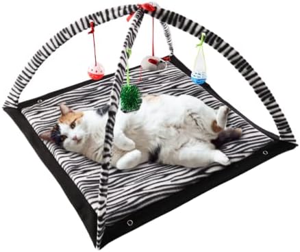 לשחק מחצלת-מתקפל צמר פעילות מרכז עם תליית פעמון כדורי עכברים צעצועי קטן בעלי החיים חתול אינטראקטיבי