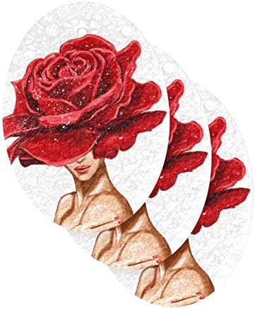 פרח ורד אדום של אלזה על אישה עיצוב ספוגי טבעי מטבח תאית ספוג למנות שטיפת אמבטיה וניקוי משק בית, שאינו