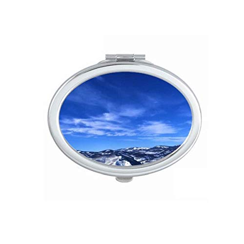 הרים לבן עננים כחול שמיים מראה נייד לקפל יד איפור כפול צד משקפיים