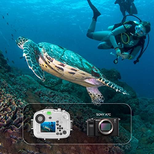 צפרדעים ים מצלמה אטומה למים תואם ל- Sony A7C 16-35 ממ F4 עם עדשת עין דגים זווית רחבה IPX8 40M/130ft