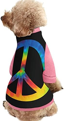 עניבה מצחיקה צבע סמל השלום הדפס סווטשירט חיית מחמד עם סרבל סוודר פליס לכלבים חתול עם עיצוב
