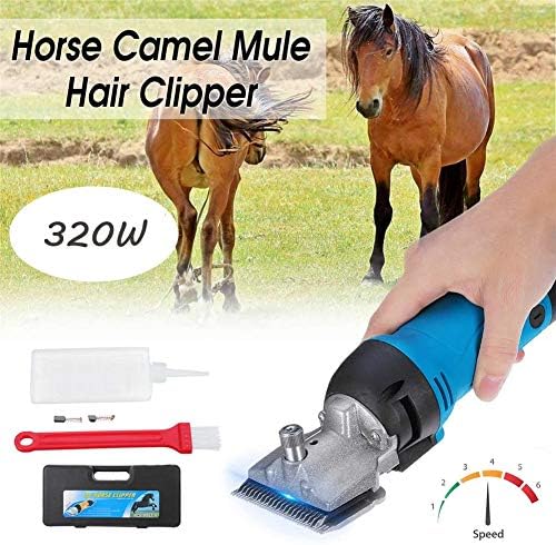 מקצועי חשמלי סוס שיער קליפר, כבד החובה 320 ואט & מגבר; 6 מהירויות מתכוונן נמוך רטט חשמלי סוסים מספריים, שיער טיפוח