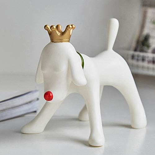 פסלים לעיצוב בית, פופ יצירתי ארט חמוד כתר לבן חמוד כתר כלב פסלי פסלים אישיות בעלי חיים ייחודיים מעצבים פלטת