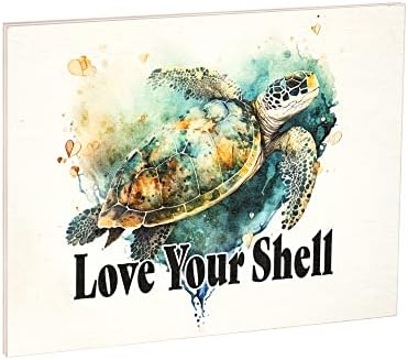 Jennygems Sea Decor, Love Your Shell Sign Sign שלך, אומנות קיר בנושא אוקיינוס, ציטוטים מעוררי השראה, תוצרת ארהב