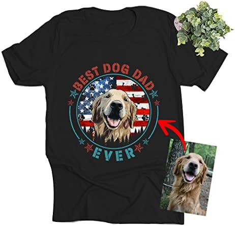Pawarts הכי טוב אבא הכלב אי פעם עם דגל אמריקה חולצות כלבים מותאמות אישית - חולצות טריקו פטריוטיות אמריקאיות
