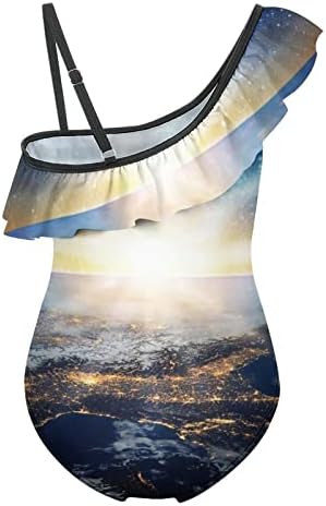 כדור הארץ גלקסי חלל בגדי ים של בנות כתף אחת לפרוע בגדי ים בגד ים וחוף
