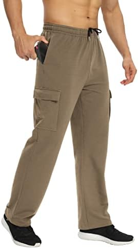מכנסי טרנינג של דיבולונג גברים מכנסי טרנינג פתוחים תחתית רגל ישרה יוגה מכנסי זיעה מכנסיים אתלטים מזדמנים