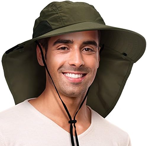 כובע שמש של סולאריס לגברים/נשים עם הגנת UV כובע הליכה רחב שוליים עם כיסוי דש צוואר