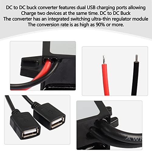 Meiriyfa 12V עד 5V USB ממיר DC 12V עד כפול 5V 3A USB BUCK CONVERTER MONTULE CONVERTER CONVERTER MODULA