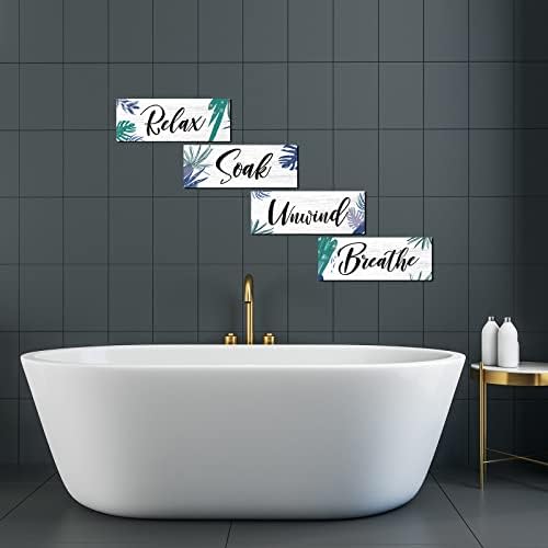 יוקר 4 חתיכות מופשטות לחדר אמבטיה קיר תפאורה צמח טרופי להירגע ספיגה נרגע נושם אמנות קיר וינטג