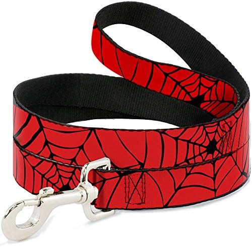 רצועת כלבים אבזם רצועה עכביש אדום שחור בגודל 6 רגל ברוחב 1.0 אינץ ', רב צבעוני