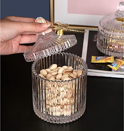 ygqzm זכוכית ממתקים צנצנת צנצנת צנצנת תכשיטים לסלון יצירתי עם קופסת תכשיטים מכסה קישוט אחסון ביתי