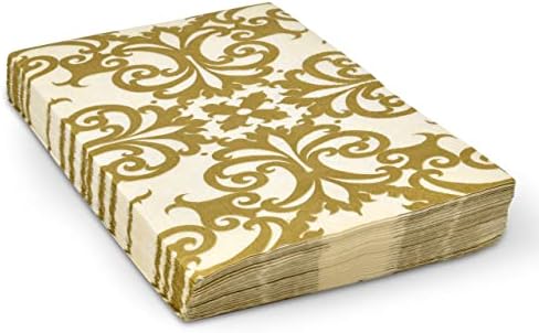 100 נייר נייר בארוק זהב מפיות אורחים מגבות יד דקורטיביות 3 רובדי נייר חד פעמי מפיות אלגנטיות