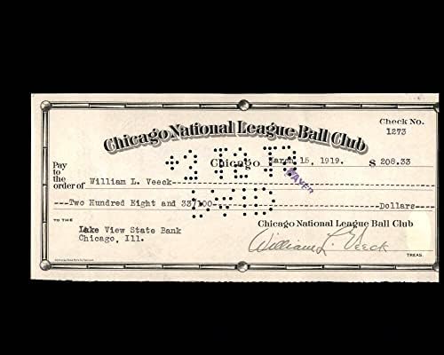 ויליאם ויק חתם על אקס 2 שיקגו קאבס צ ' ק 3-15-1919 חתימה-חתימות חיתוך של ליגת הבייסבול