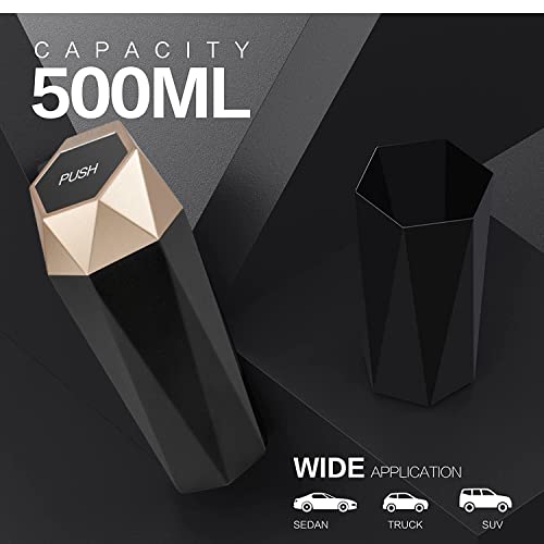 זבל מכוניות XAPWELL CAN 1 אריזה מיני פח אשפה לרכב עם מכסה מכסה לפתיחה, עיצוב יהלומים אסתטי אסתטי