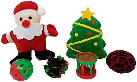 כל היום מתנות לחג המולד לחתולי חג המולד צעצועי מתנה- 6 CT מגונים עם קטיפה קטניפית ומגוון כדורים עם פעמונים.
