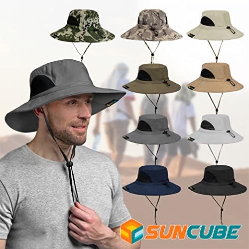 קוביית שמש רחבה שוליים כובע שמש גברים נשים, טיולים בכובע שמש, רצועת סנטר, כובע קיץ ספארי, בוני חיצוני, upf