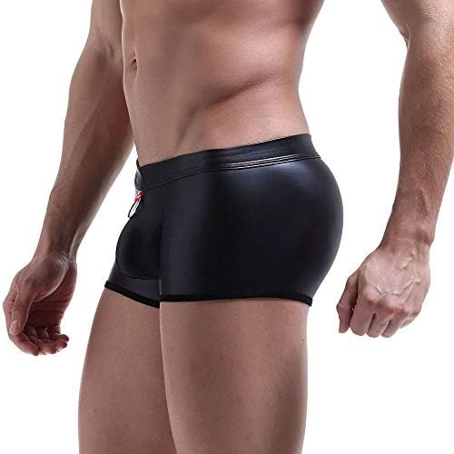 BMISEGM Mens Trunk תחתונים תחתונים של חיקוי סקסית חיקוי עור טבעות פשוטות סקסיות לכה תחתונים מכנסיים גברים