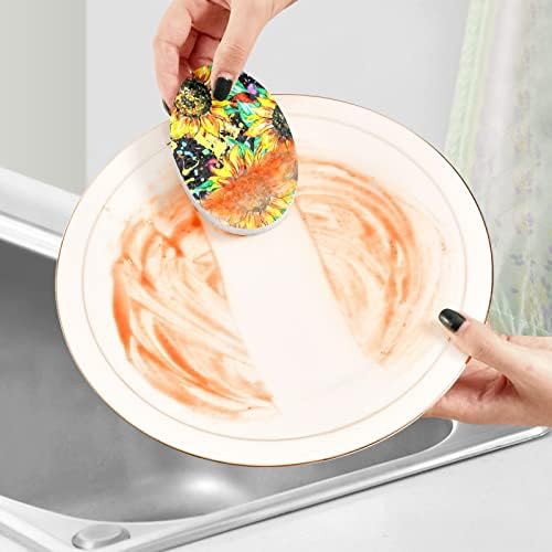 Alaza בצבעי מים חמניות חמניות ציור אמנות פרחוני ספוגי טבעי צבעוני מטבח ספוגית תאית למנות שטיפת אמבטיה