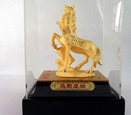 Zamtac YZ-1127 24K ציפוי זהב מצופה פסלון דתי פסל סוס מלא זהב מלאכות מזכרת מתנה ומתנה בוטה וקישוט מקורה