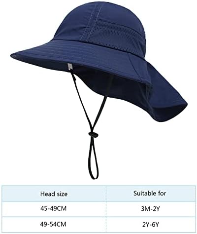 בנות צבע אחיד סגנון פשוט כובע שמש קיץ חוף חוף רחב שוליים כובע מגן צוואר לילדים