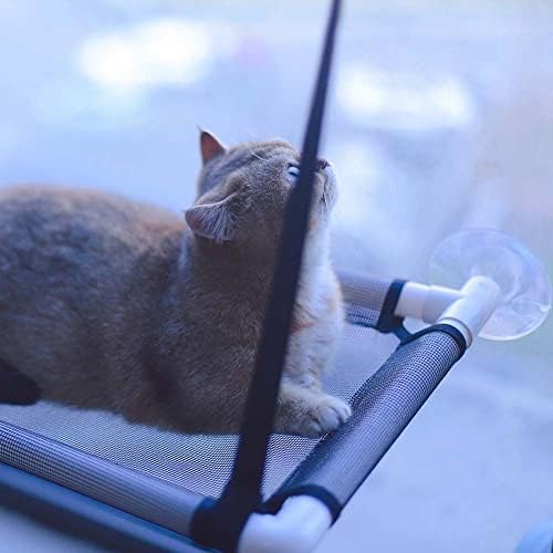 חתול מיטת חלון, חתול ערסל חתול מיטת חלון מוט עם יניקה כוסות, בטיחות חתול מדפי שטח חיסכון חלון רכוב