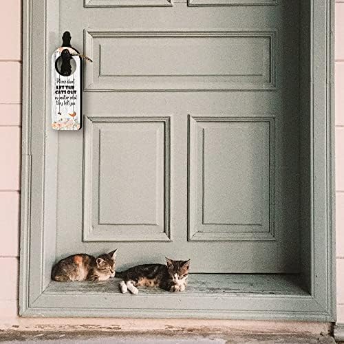 חתול מצחיק עץ דלת קולב סימן, 2 חבילה, לא לתת את חתול החוצה מצחיק סימן, מצחיק חתול עיצוב הבית אידיאלי
