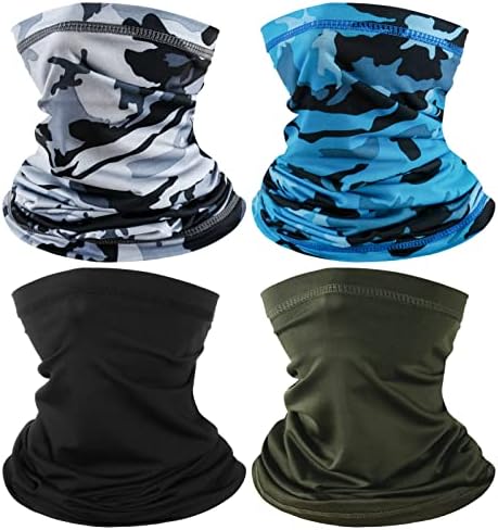 4 חבילה צוואר גייטר פנים מסכת צעיף מסכות בנדנות לנשימה חיצוני כובעי גרב כיסוי עבור גברים נשים