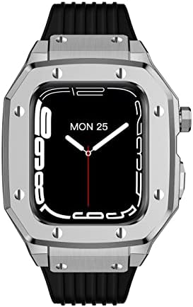 מארז שעון סגסוגת Saawee לסדרת Iwatch See Cover עבור Apple Watch 7 6 5 44 45 ממ מתכת יוקרה גומי