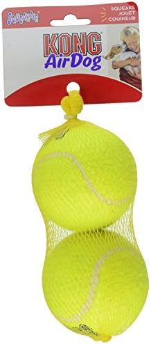 קונג אוויר כלב חריקה כלב צעצוע טניס כדורי, גדול 2-כדורי