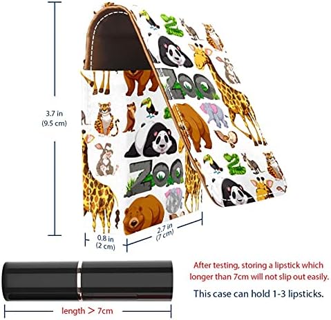 עיצוב עם חיות בר גלוס מחזיק שפתון מקרה נייד איפור תיק נסיעות שפתון ארגונית מקרה עם מראה מיני שפתון תיבת אחסון