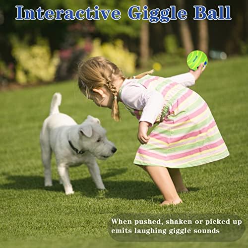 צעצועי כלבים אינטראקטיביים לעיסת כדורים לכלבים קטנים, כדור רועה מכשכש עמיד חורק נשמע מצחיק כדור פעיל,