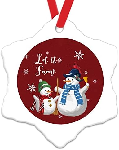 תן לזה שלג וינטג 'אדום קישוטי חג המולד לילדים איש שלג עיצוב חג המולד איש שלג עם פסים צעיף חידוש קרמיקה