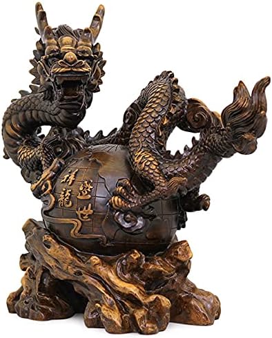 LHMYGHFDP פסל דרקון גלגל המזלות הסיני פסל צלמיות אספנות עיצוב שולחן, עושר קישוט מזל מתנה משרד ביתי פנג