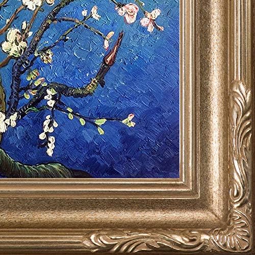 ענפי עץ שקד בפריחה ממוסגרים בשמן רפרודוקציה של ציור מקורי מאת וינסנט ואן גוך