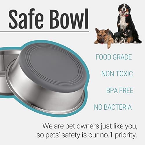 פגי 11 קערות כלבי מתכת נירוסטה, כיתת מזון, קערות חיות מחמד של BPA, פרימיום למזון, תחתית גומי ללא מגרש, מדיח