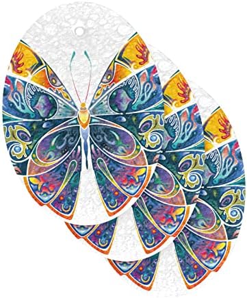 Alaza Rianbow Butterfly אתני Boho Spunge Spunge Sponge Spogkes תאית למנות שטיפת חדר אמבטיה וניקוי ביתי,