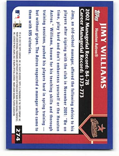 2003 Topps 274 ג'ימי וויליאמס MG NM-MT בייסבול אסטרוס