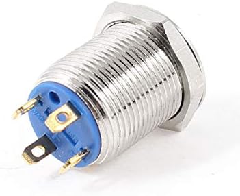 X-DREE 12V מנורת LED כחולה רגעית 12 ממ רכוב על מתג כפתור מתכת (LED BLU LAFFADA MENTYANEA 12 ממ, MONTATO Interuttore