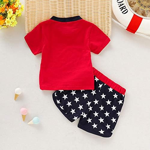 KEHEN- תינוקת תינוק פעוט בגדי קיץ בגדי תלבושת 4 ביולי חולצת טריקו שרוול קצר + מכנסיים מכנסיים סטים מזדמנים