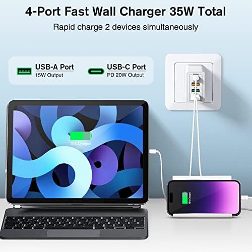 35W USB C מטען מהיר 3.0 מטען קיר Boxeroo 2-Pack 4-Port Tharging Block מתאם תואם לאייפון iPhone 14/14 Pro/14